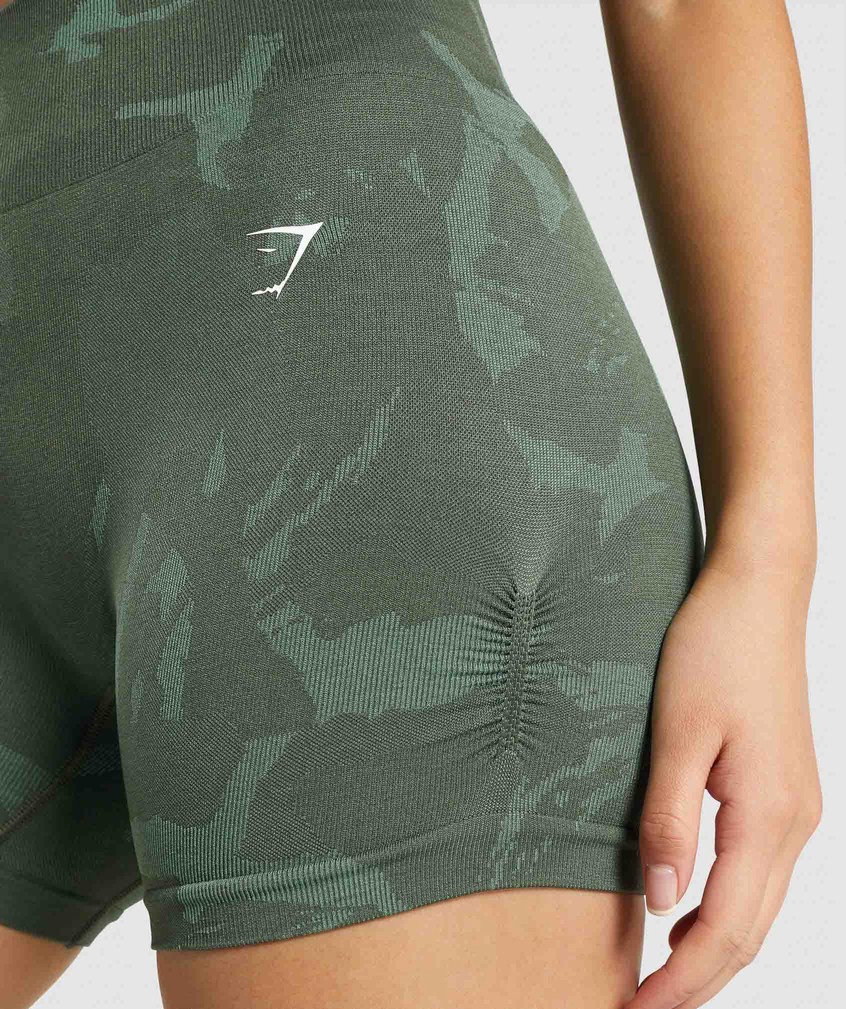 Green Women's Gymshark Adapt Camo Seamless Shorts | USA-70936