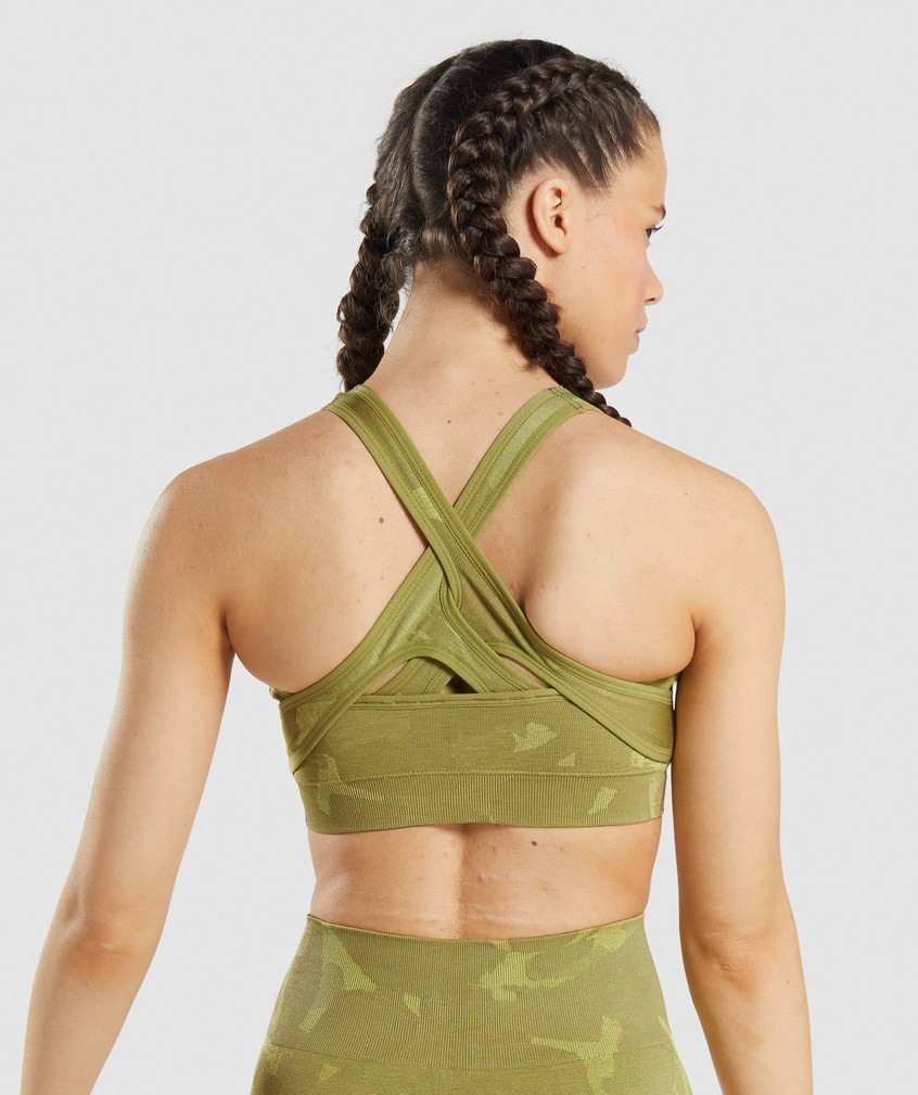 Green Women's Gymshark Adapt Camo Seamless Sports Bra | USA-71824