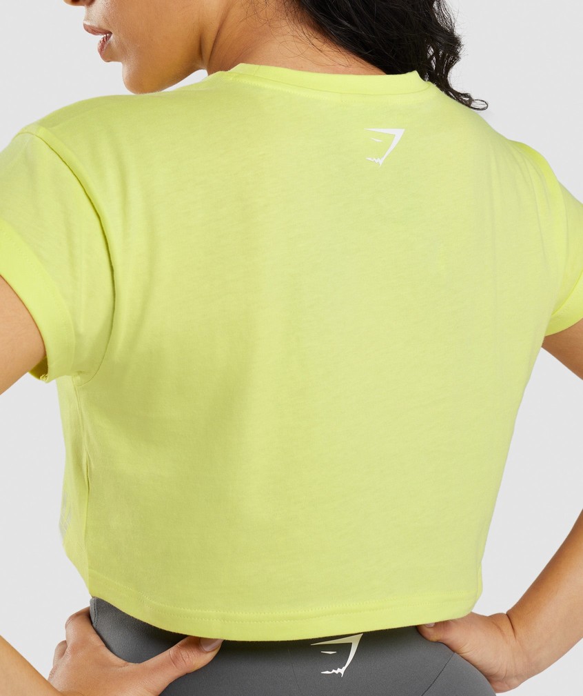 Green Women's Gymshark Fraction Crop Top T-Shirts | USA-19056