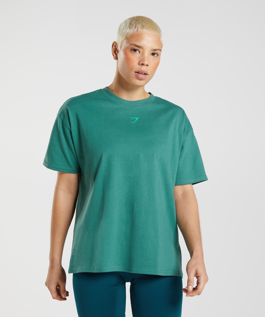 Green Women's Gymshark Fraction Oversized T-Shirts | USA-39758