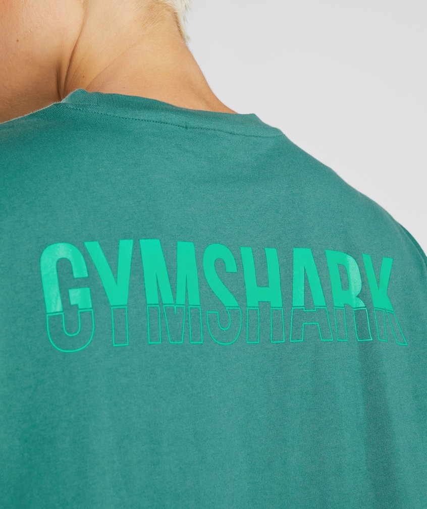 Green Women's Gymshark Fraction Oversized T-Shirts | USA-39758