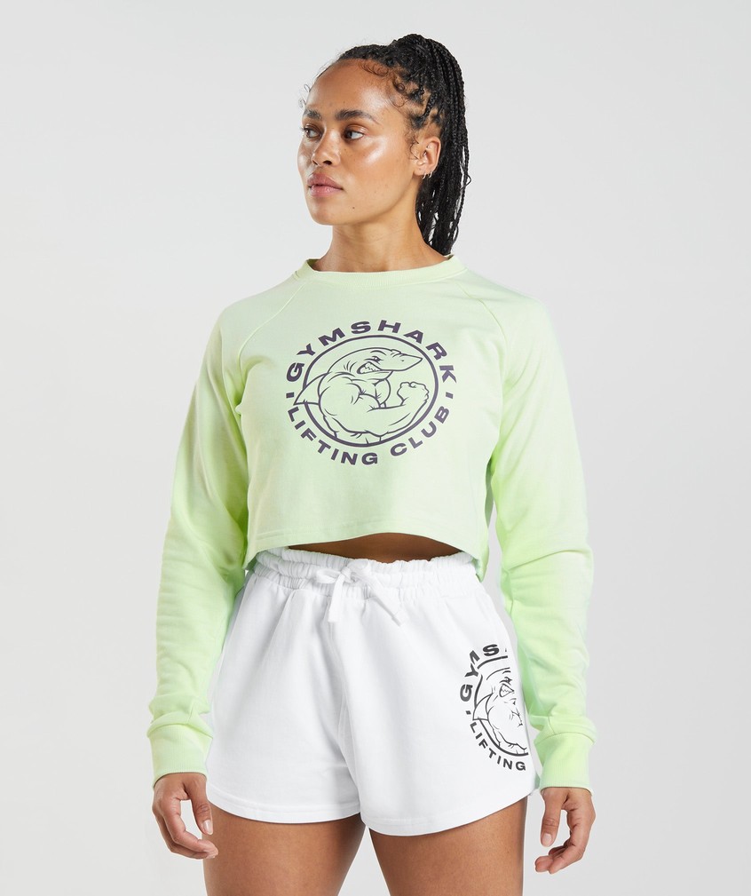 Green Women\'s Gymshark Legacy Cropped Sweater | USA-97862