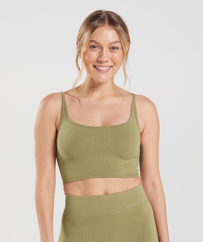 Green Women\'s Gymshark Pause Seamless Bralette | USA-81053