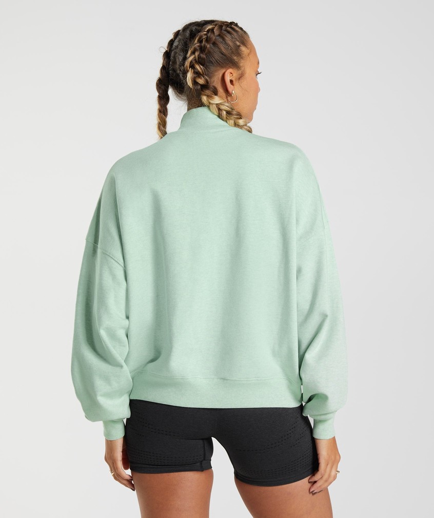 Green Women's Gymshark Rest Day Sweats 1/2 Zip Pullover | USA-32186