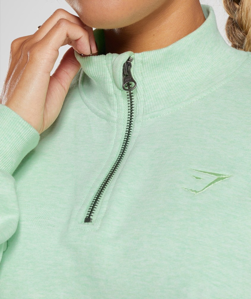 Green Women's Gymshark Rest Day Sweats 1/2 Zip Pullover | USA-32186