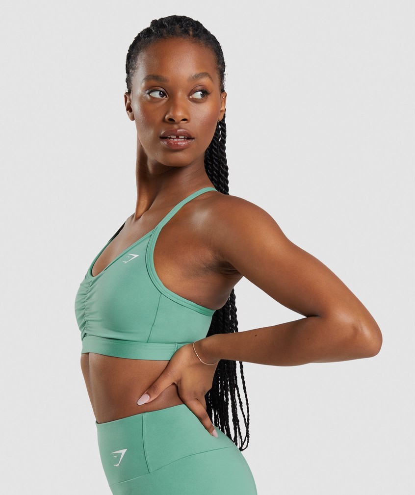 Green Women's Gymshark Ruched Sports Bra | USA-27486