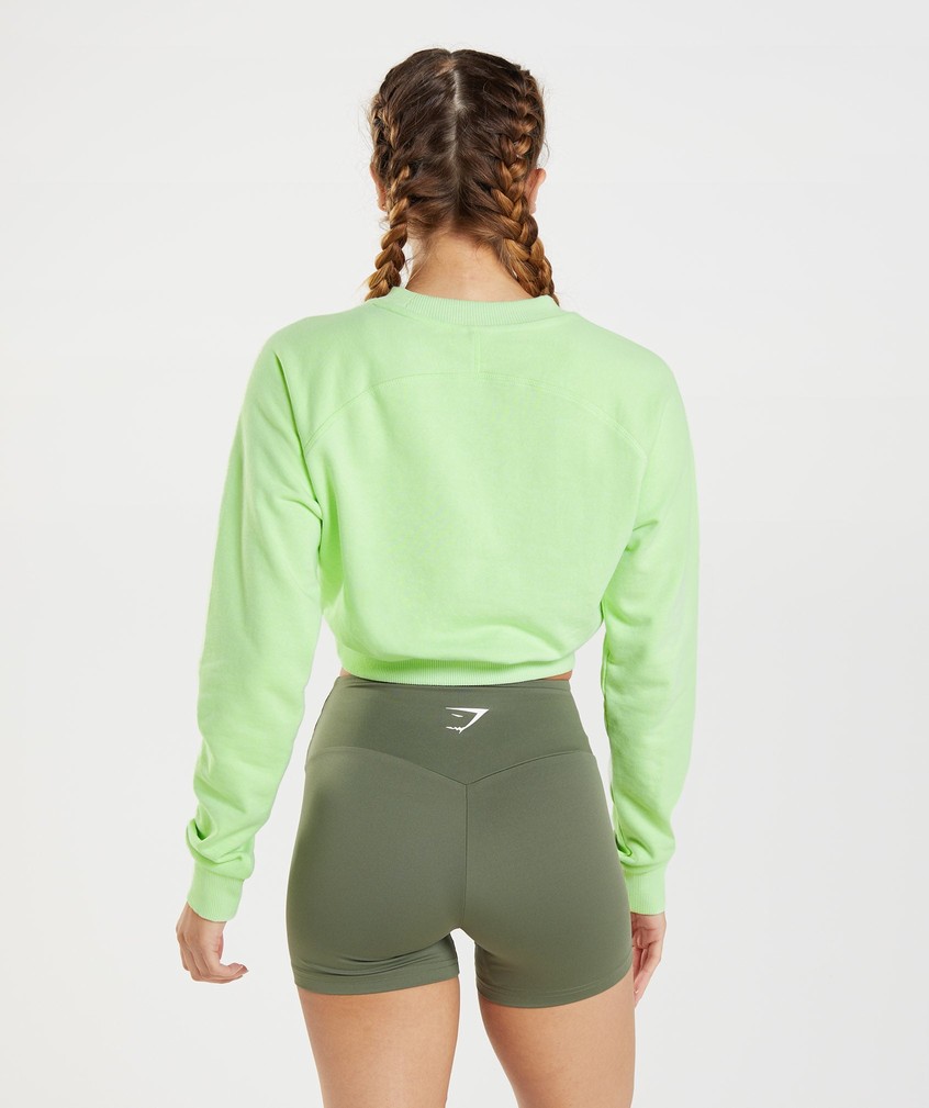 Green Women's Gymshark Training Cropped Sweater | USA-34769