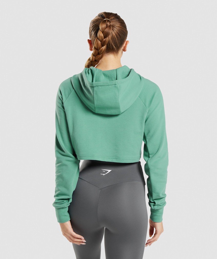 Green Women's Gymshark Training Cropped Hoodie | USA-82937