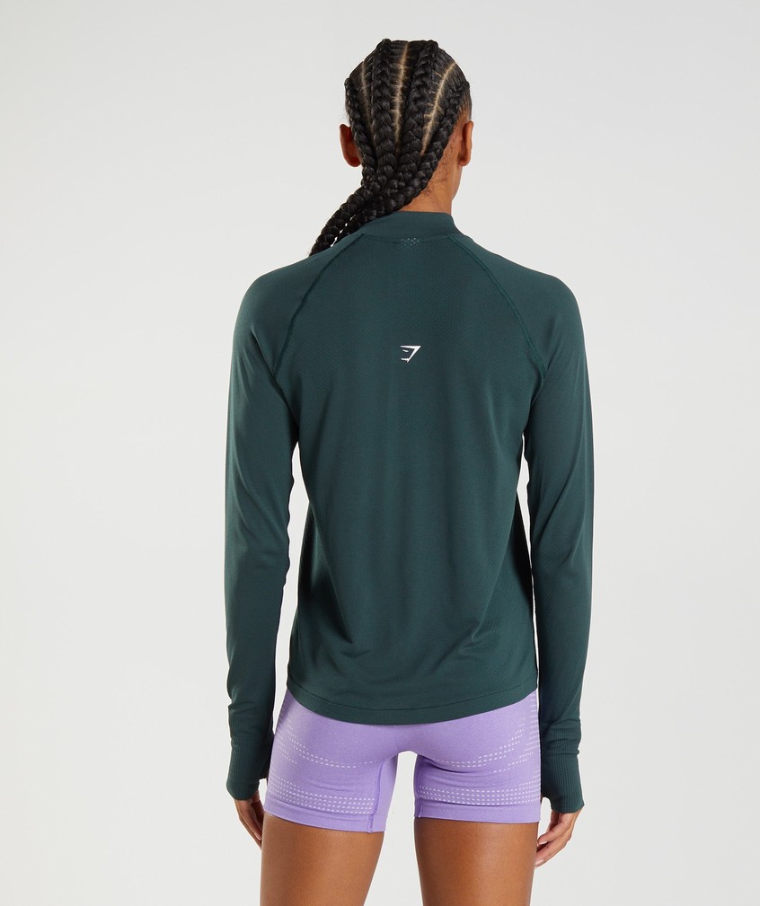 Green Women's Gymshark Vital Seamless 1/2 Zip Pullover | USA-58974