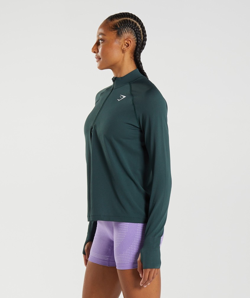 Green Women's Gymshark Vital Seamless 1/2 Zip Pullover | USA-58974