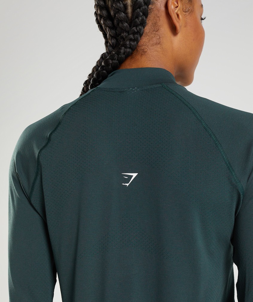 Green Women's Gymshark Vital Seamless 1/2 Zip Pullover | USA-58974