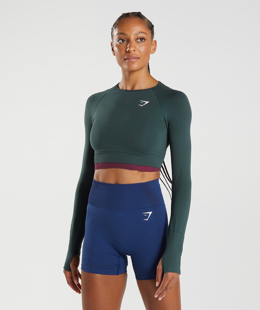 Green Women\'s Gymshark Vital Seamless 2.0 Crop Top T-Shirts | USA-67182