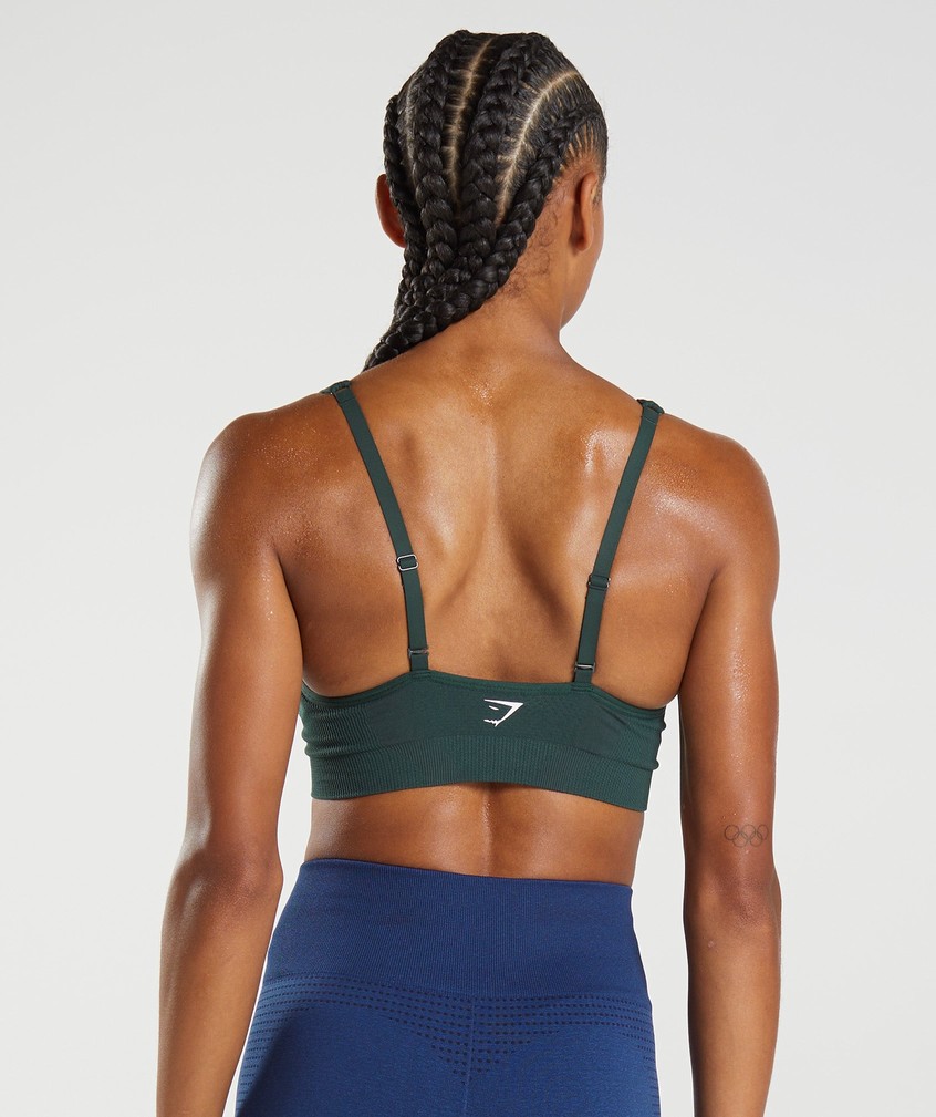 Green Women's Gymshark Vital Seamless 2.0 V Neck Sports Bra | USA-70168