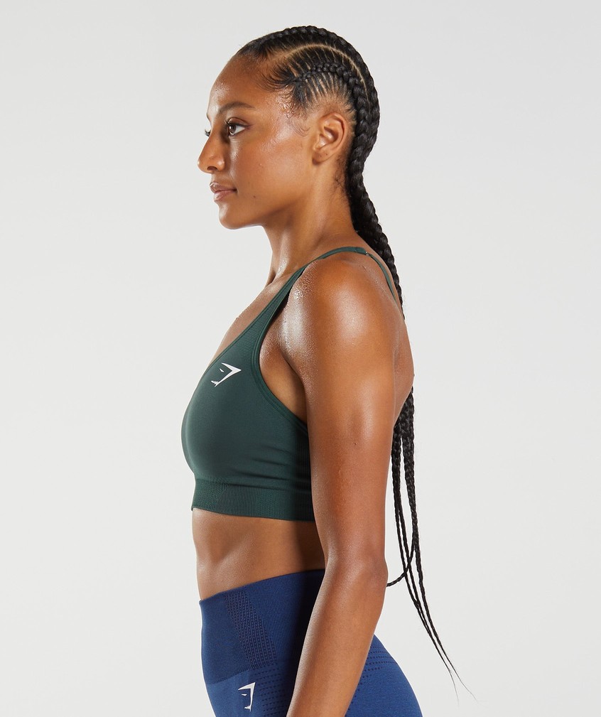 Green Women's Gymshark Vital Seamless 2.0 V Neck Sports Bra | USA-70168