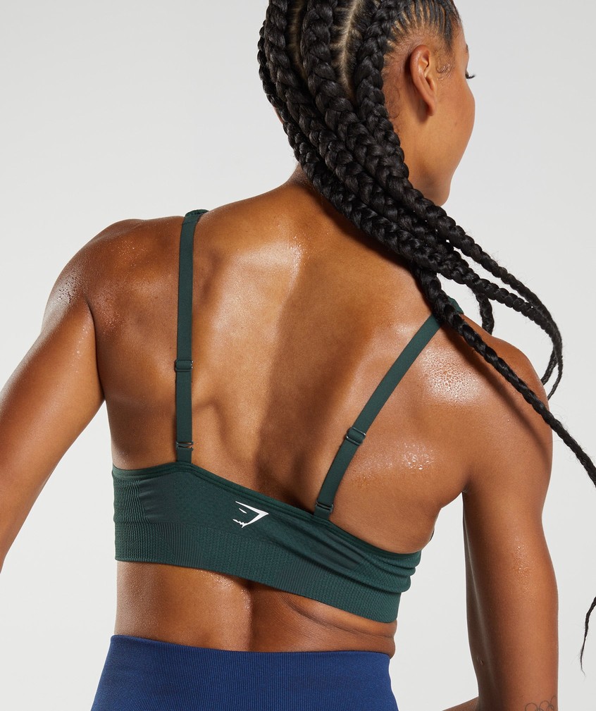 Green Women's Gymshark Vital Seamless 2.0 V Neck Sports Bra | USA-70168