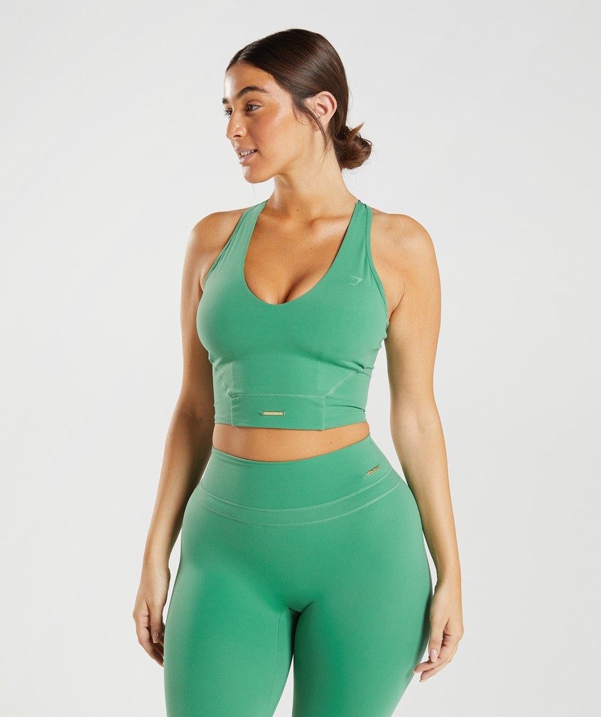 Green Women\'s Gymshark Whitney Crop Tank | USA-15864