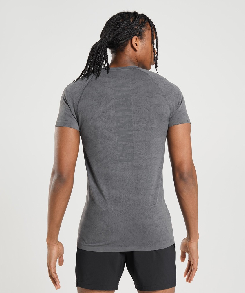 Grey / Black Men's Gymshark Geo Seamless T-Shirts | USA-30981