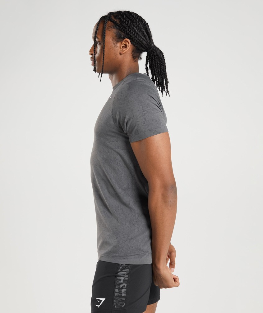 Grey / Black Men's Gymshark Geo Seamless T-Shirts | USA-30981