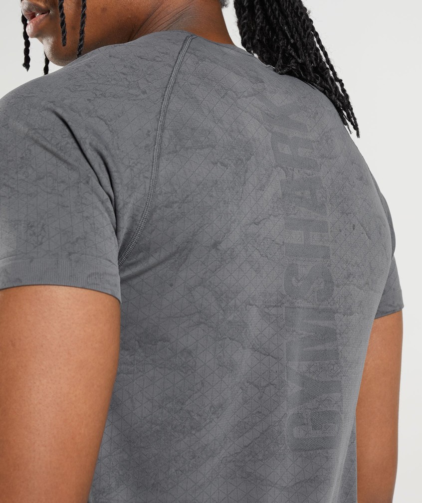 Grey / Black Men's Gymshark Geo Seamless T-Shirts | USA-30981