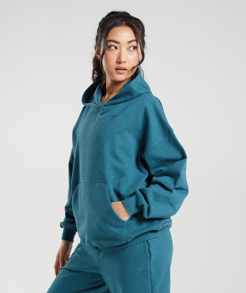 Grey Blue Women's Gymshark Rest Day Sweats Hoodie | USA-78512