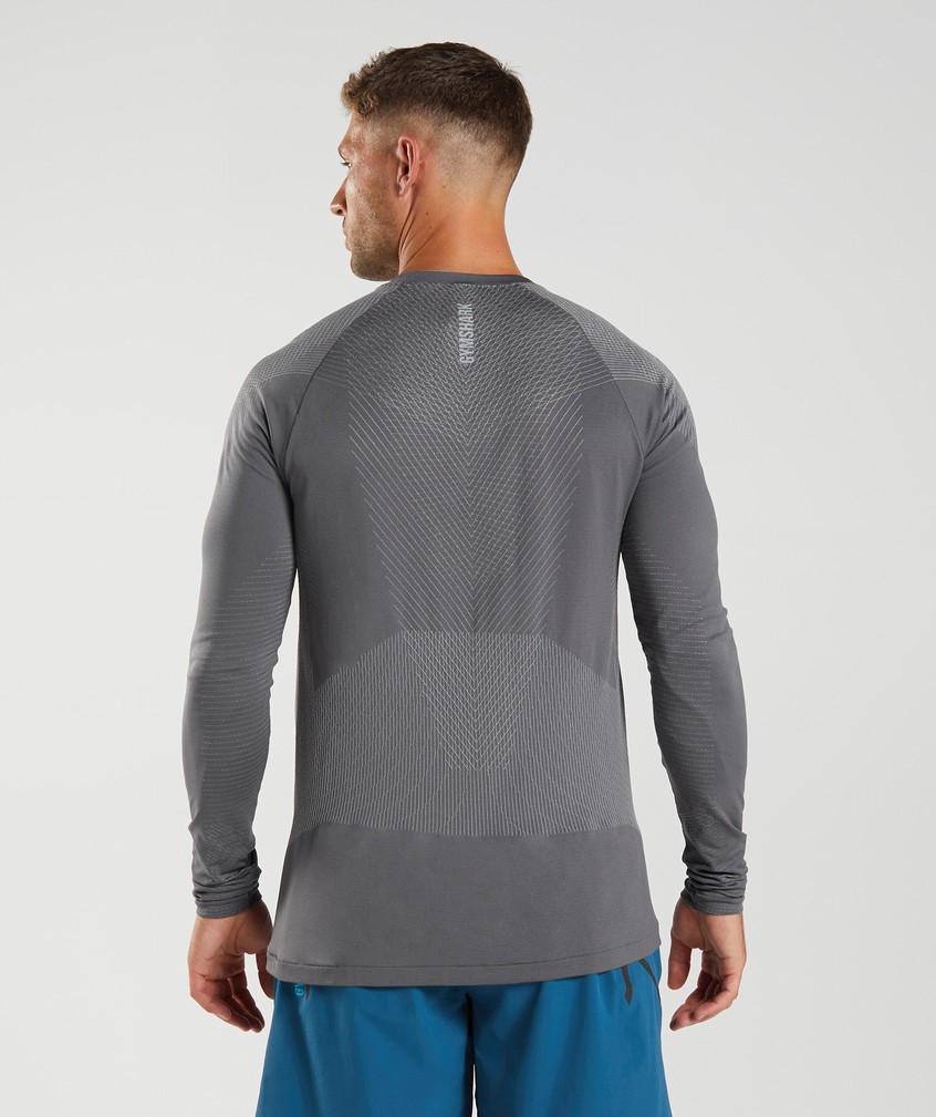 Grey Men's Gymshark Apex Seamless Long Sleeve T-Shirts | USA-72189