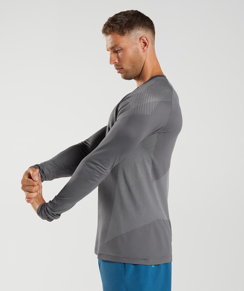 Grey Men's Gymshark Apex Seamless Long Sleeve T-Shirts | USA-72189