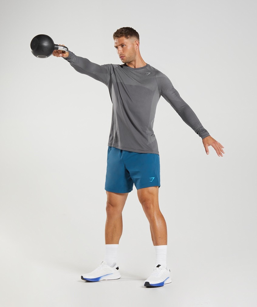 Grey Men's Gymshark Apex Seamless Long Sleeve T-Shirts | USA-72189