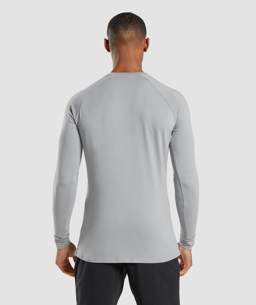 Grey Men's Gymshark Apollo Long Sleeve T-Shirts | USA-42780