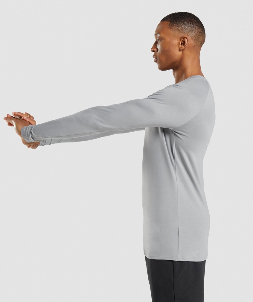 Grey Men's Gymshark Apollo Long Sleeve T-Shirts | USA-42780