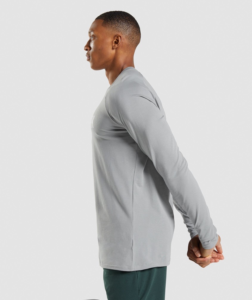 Grey Men's Gymshark Apollo Long Sleeve T-Shirts | USA-79231