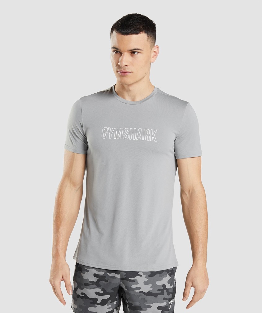 Grey Men\'s Gymshark Arrival Graphic T-Shirts | USA-54217