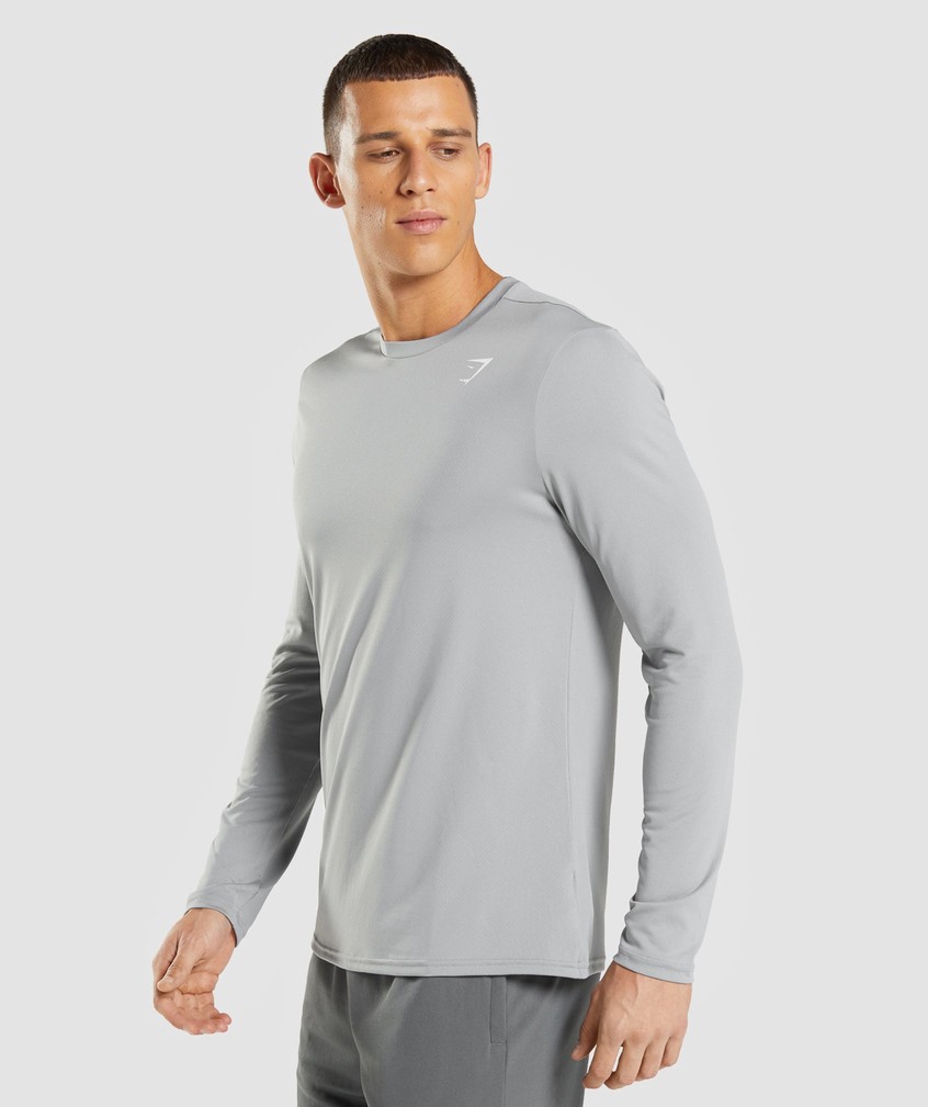 Grey Men's Gymshark Arrival Long Sleeve T-Shirts | USA-16374