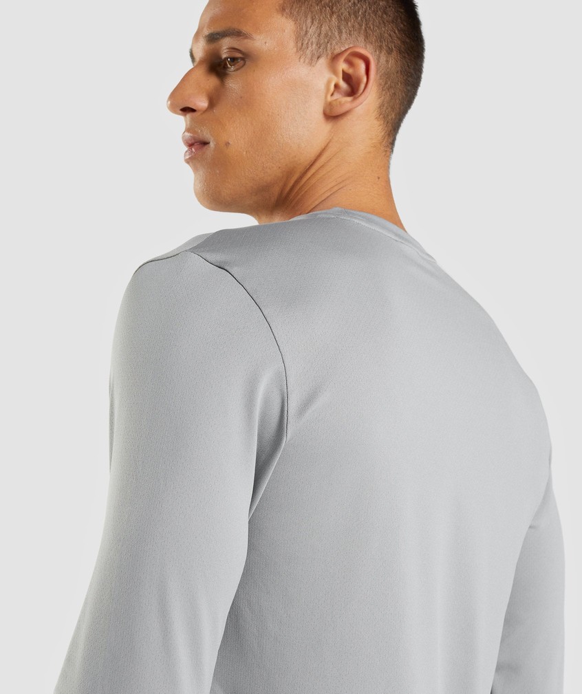 Grey Men's Gymshark Arrival Long Sleeve T-Shirts | USA-16374