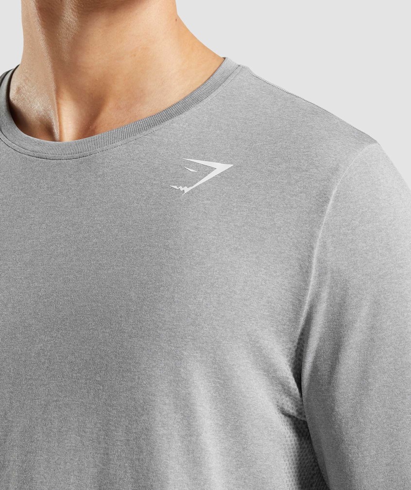 Grey Men's Gymshark Arrival Seamless Long Sleeve T-Shirts | USA-60857