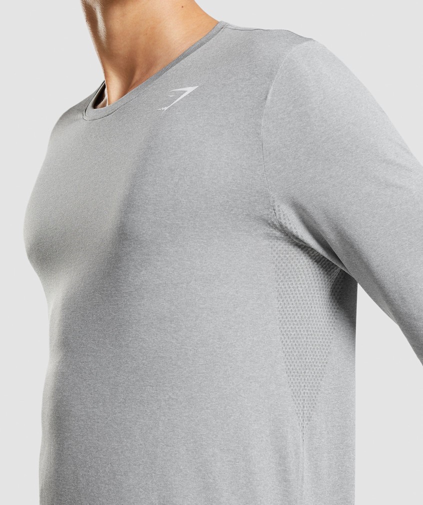 Grey Men's Gymshark Arrival Seamless Long Sleeve T-Shirts | USA-60857