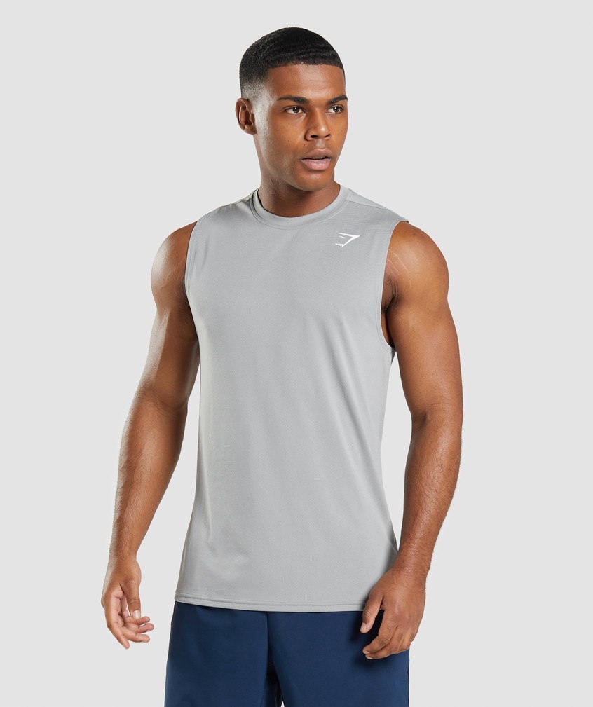 Grey Men\'s Gymshark Arrival Sleeveless Tank | USA-38957