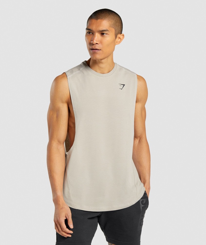 Grey Men's Gymshark Bold Drop Arm Tank | USA-76914