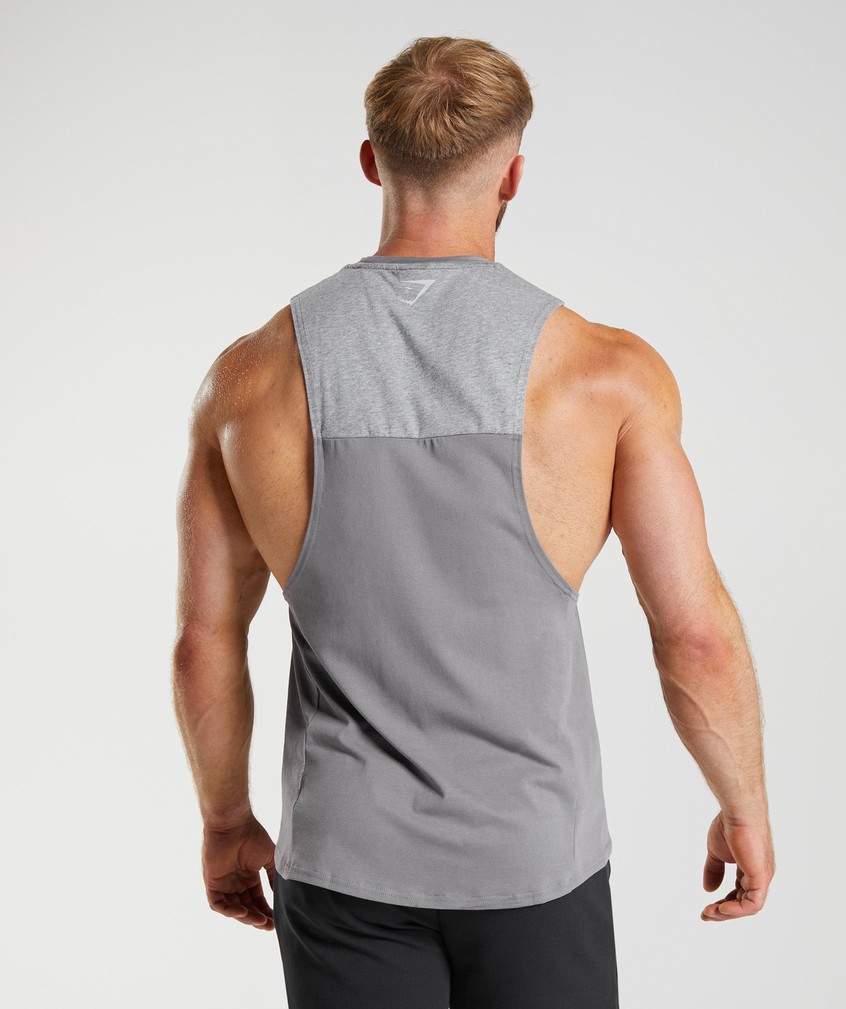 Grey Men's Gymshark Bold React Drop Arm Tank | USA-42179