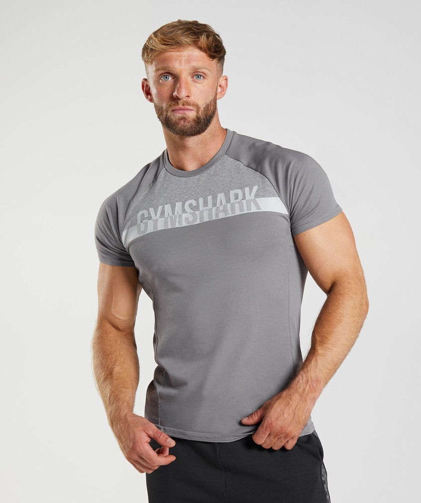 Grey Men\'s Gymshark Bold React T-Shirts | USA-71640