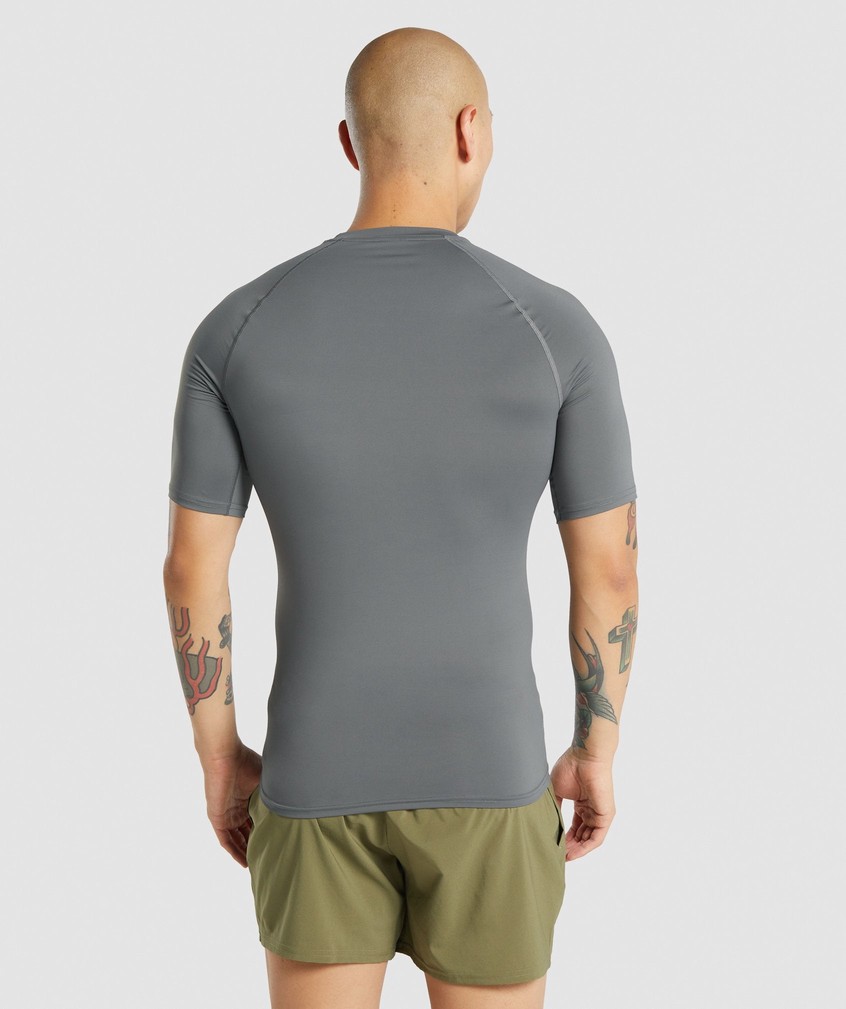 Grey Men's Gymshark Element Baselayer T-Shirts | USA-94072