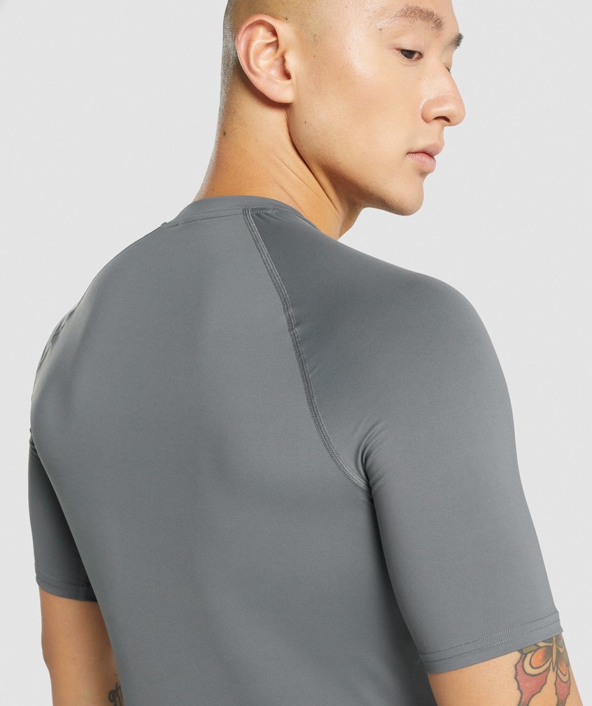 Grey Men's Gymshark Element Baselayer T-Shirts | USA-94072