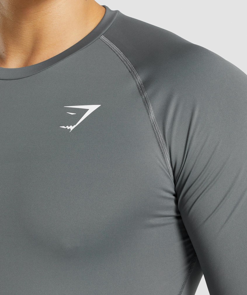 Grey Men's Gymshark Element Baselayer T-Shirts | USA-94072