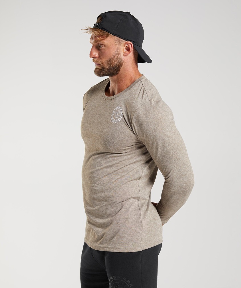 Grey Men's Gymshark Legacy Long Sleeve T-Shirts | USA-72863