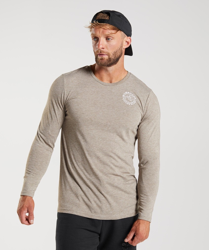 Grey Men\'s Gymshark Legacy Long Sleeve T-Shirts | USA-72863