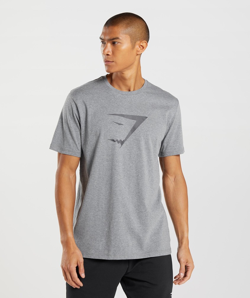 Grey Men\'s Gymshark Sharkhead Infill T-Shirts | USA-98651