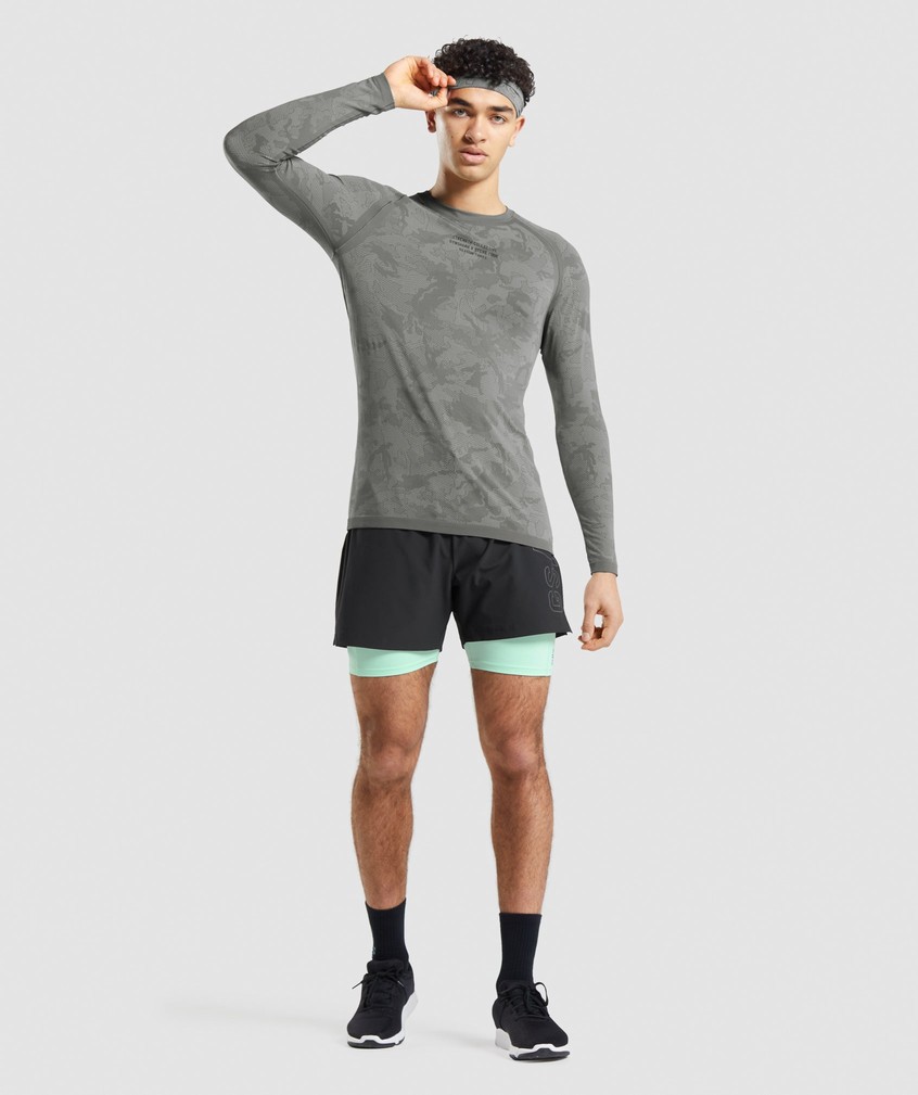 Grey Men's Gymshark Steve Cook Long Sleeve Seamless T-Shirts | USA-71362