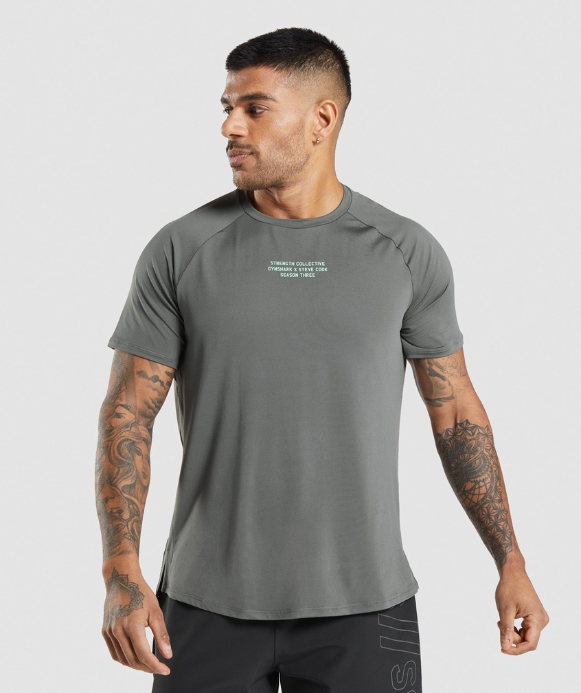 Grey Men's Gymshark Steve Cook T-Shirts | USA-98023