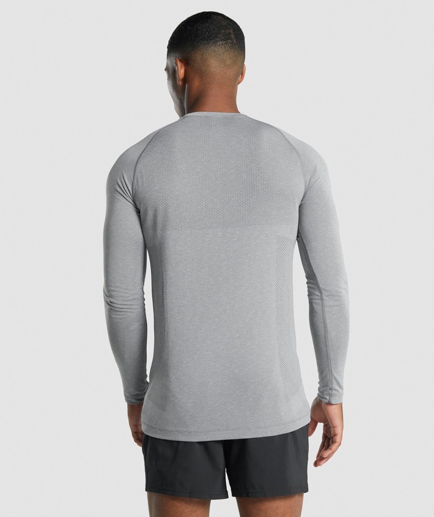 Grey Men's Gymshark Vital Light Seamless Long Sleeve T-Shirts | USA-08491