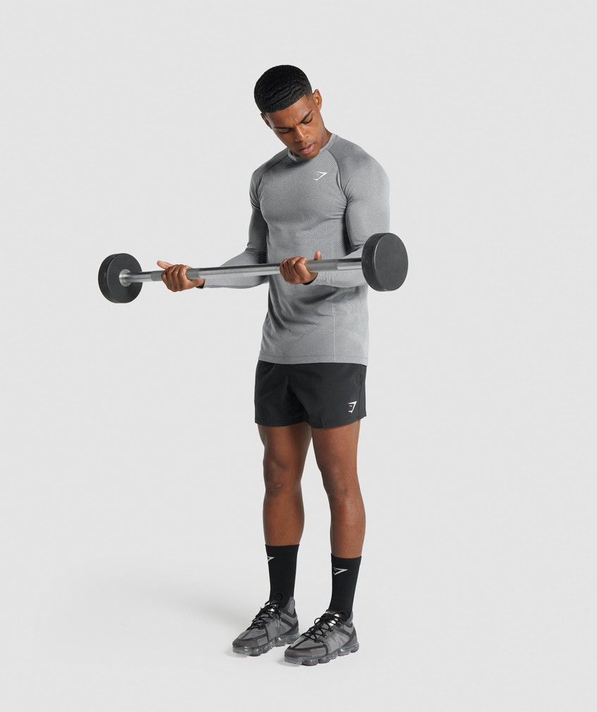 Grey Men's Gymshark Vital Light Seamless Long Sleeve T-Shirts | USA-08491