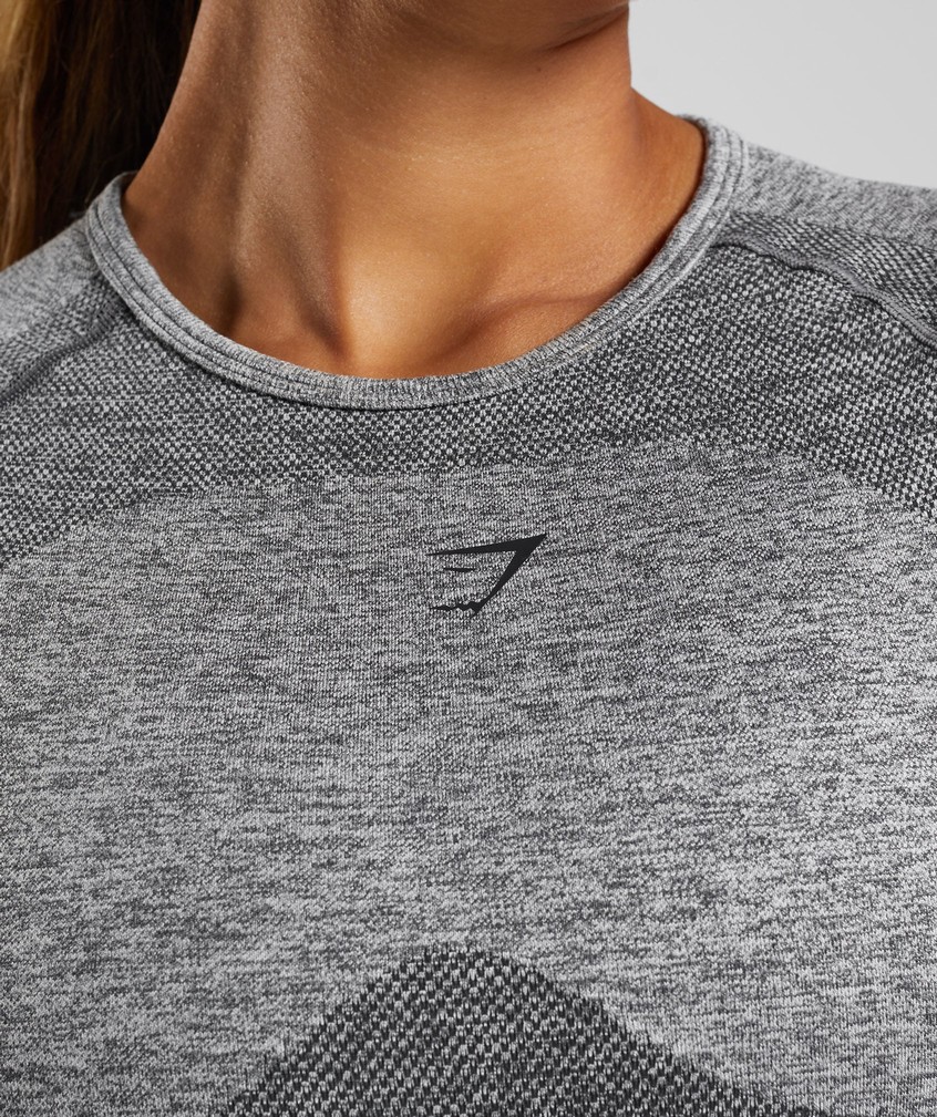 Grey Women's Gymshark Flex Long Sleeve Crop Top T-Shirts | USA-03497